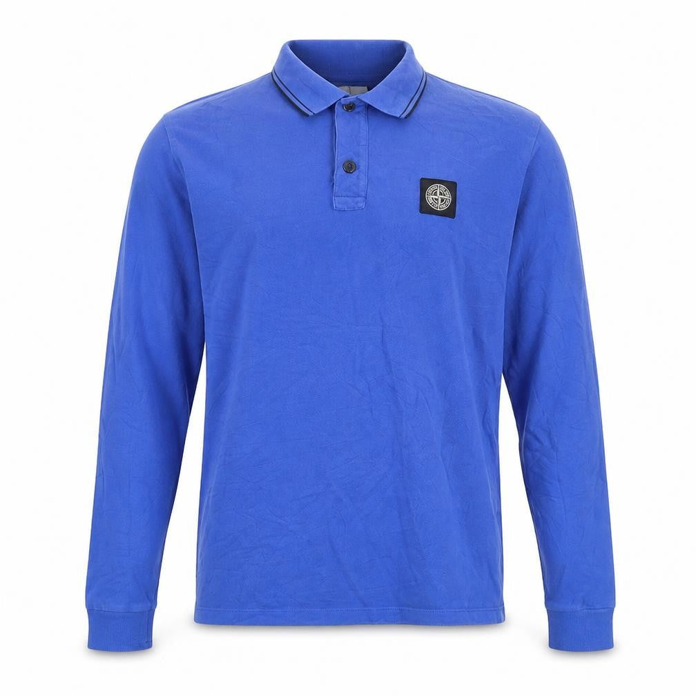 Stone Mens Island Junior Blue Long Sleeve Polo Shirt 170 Size 14