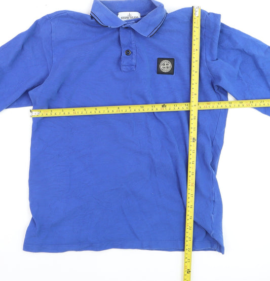 Stone Island Junior Blue Long Sleeve Polo Shirt Teen Size 14 170