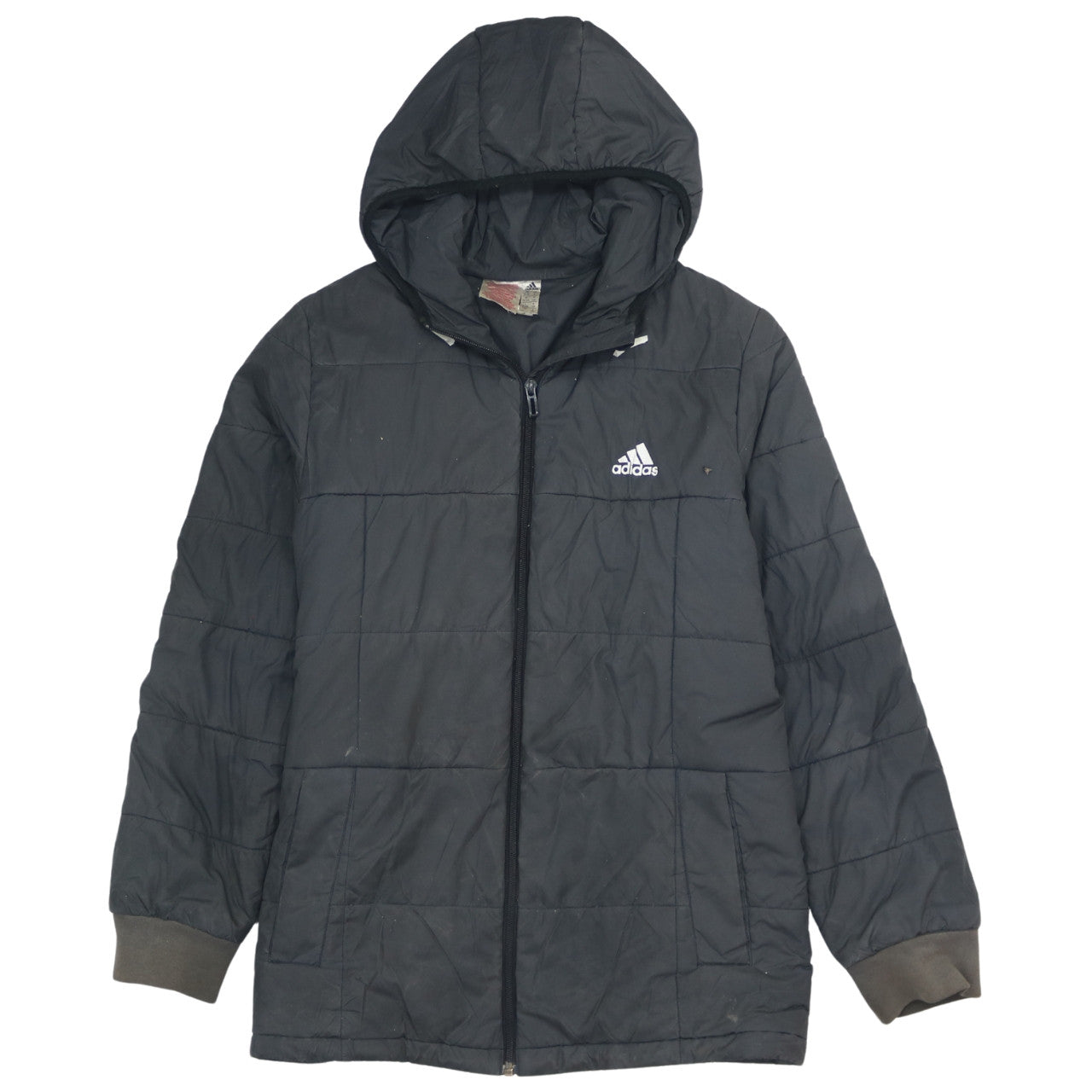 Adidas Boys Black 13-14 Years Hooded Puffer Jacket Winter Coat
