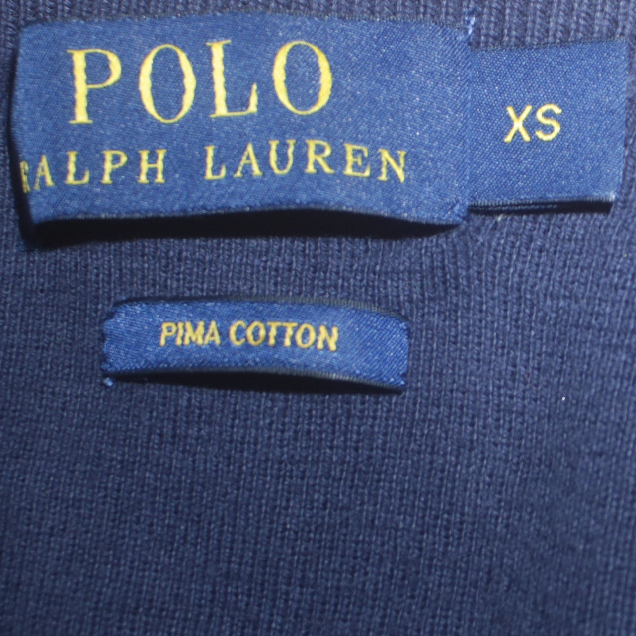Polo Ralph Lauren Men's Blue V-Neck Cotton Jumper XS