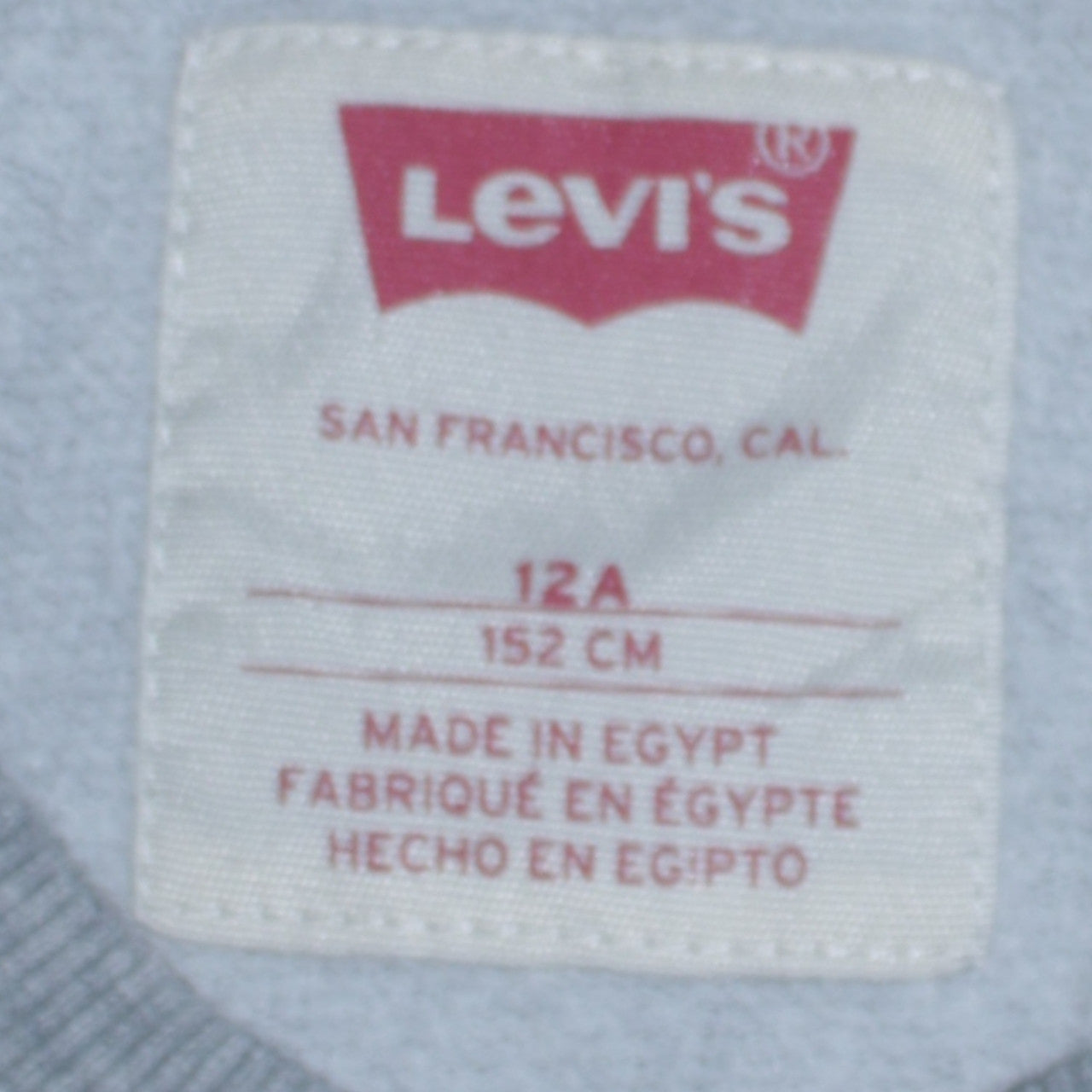 Levi's Boys Grey Crew Neck Logo Sweatshirt Size 12 Years Cotton Blend