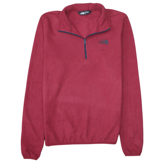 The North Face Womens Red Fleece 1/4 Zip Pullover Sweatshirt M