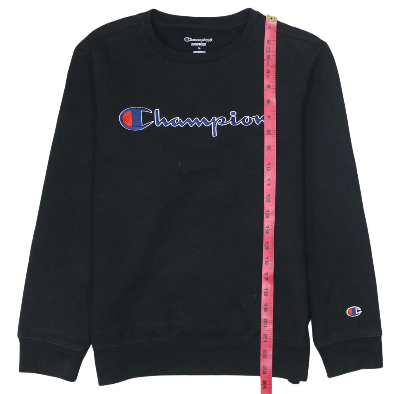 Champion Boys Black Pullover Sweatshirt L Embroidered Logo Crew Neck