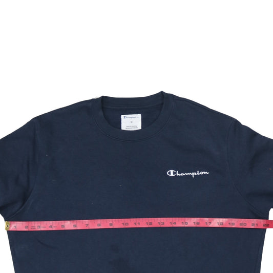 Champion Men Blue Pullover Sweatshirt Medium Crew Neck Logo