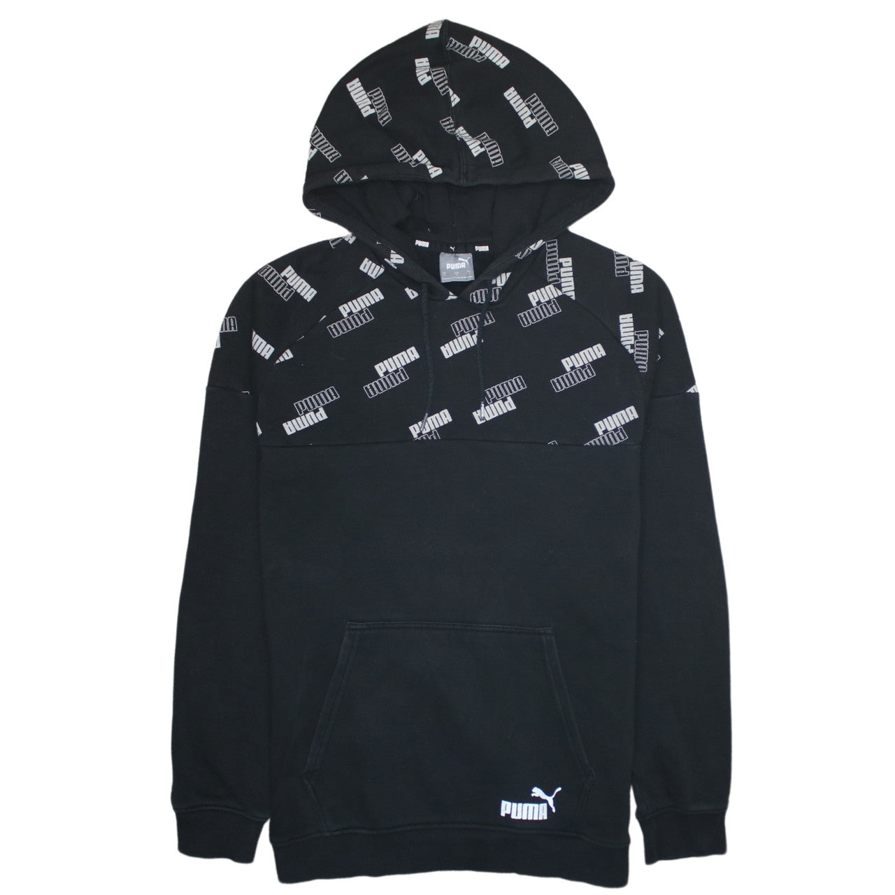 Puma Mens Black Pullover Hoodie Small Logo Sportswear Fleece