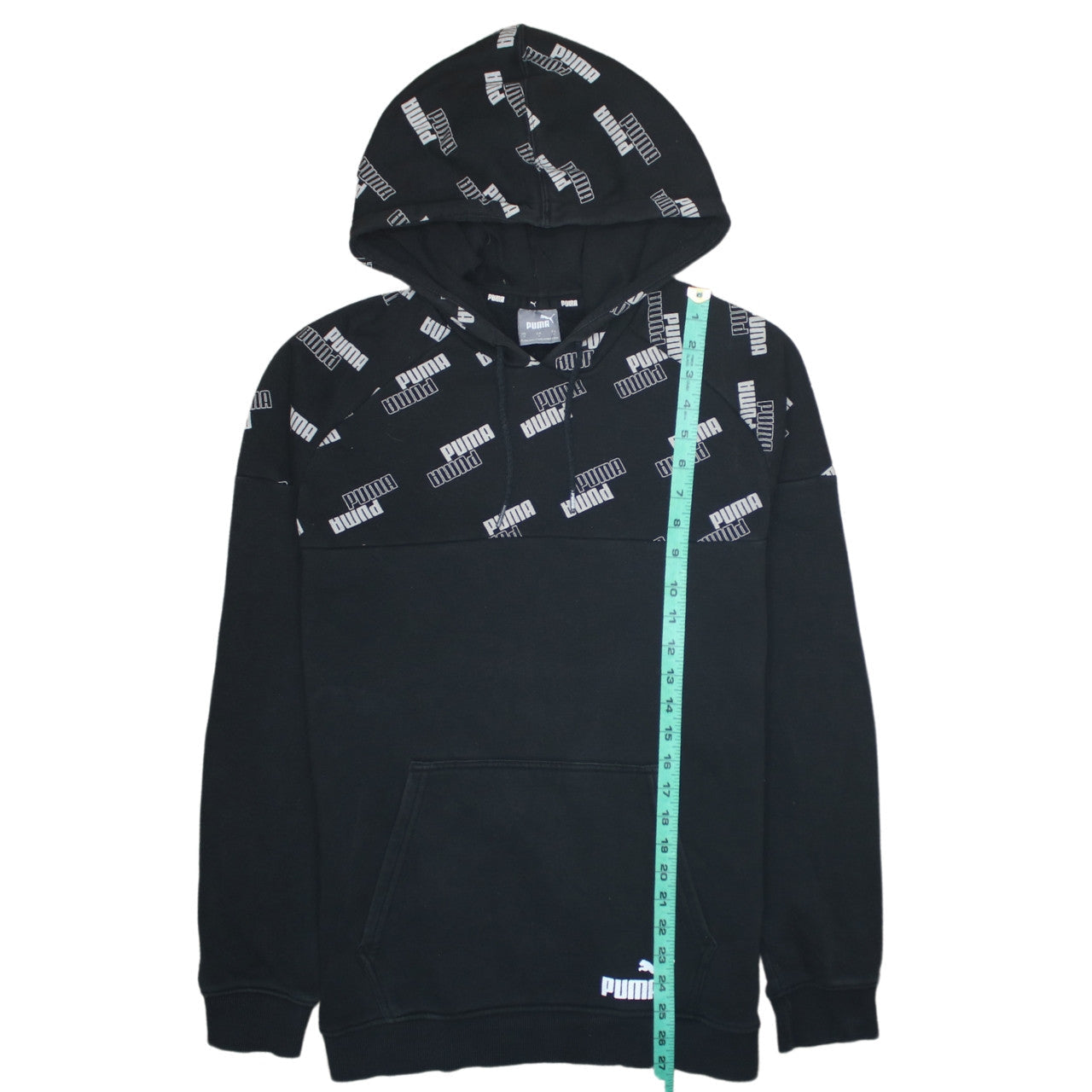 Puma Mens Black Pullover Hoodie Small Logo Sportswear Fleece