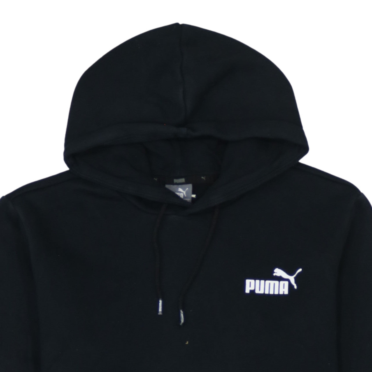 Puma Women's Black Small Pullover Hoodie with Logo and Kangaroo Pocket