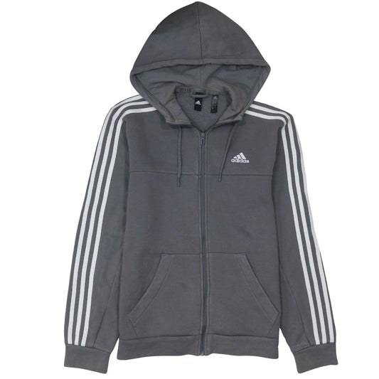 Adidas Men's Grey Full Zip Hoodie Size S Sports Fleece Jacket