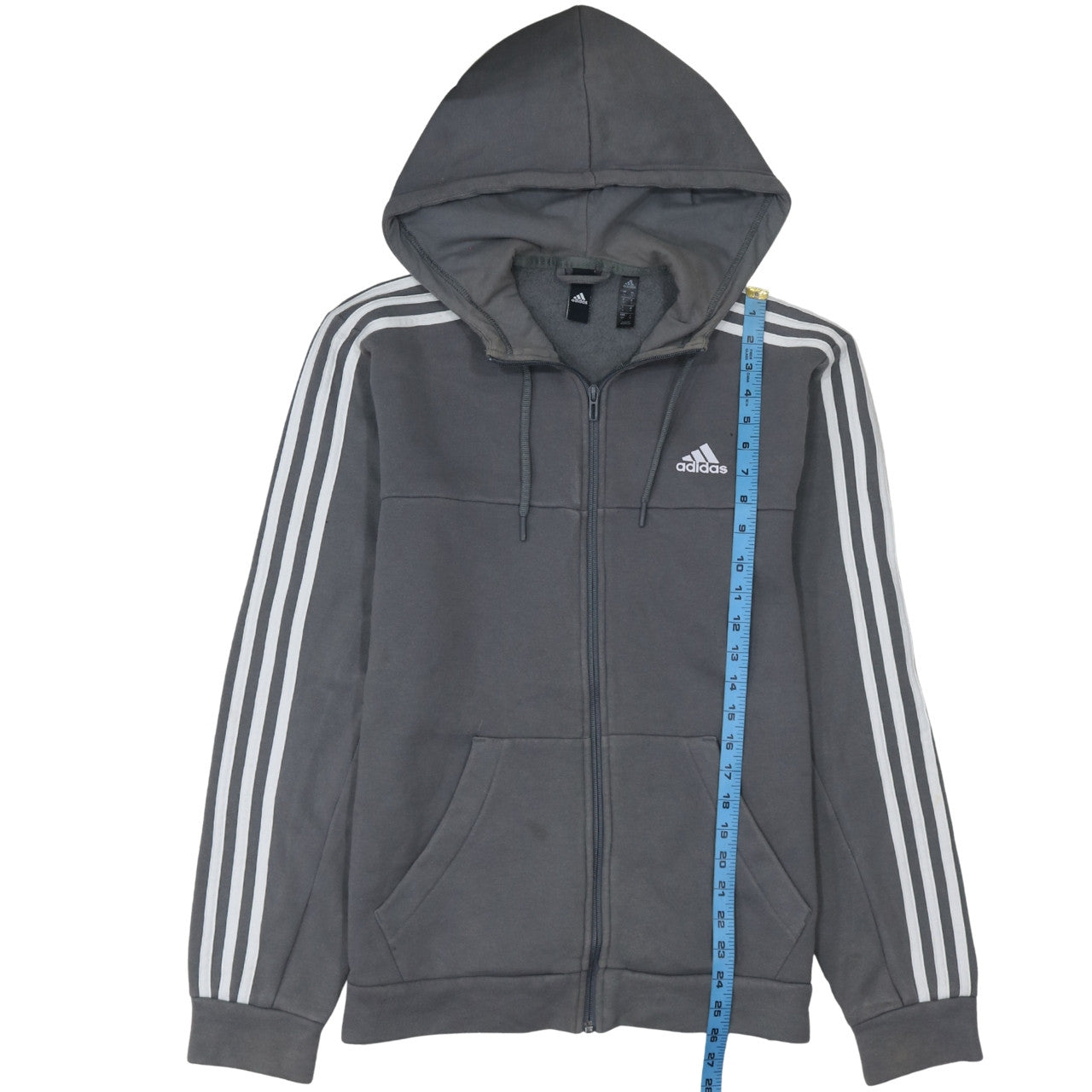 Adidas Men's Grey Full Zip Hoodie Size S Sports Fleece Jacket