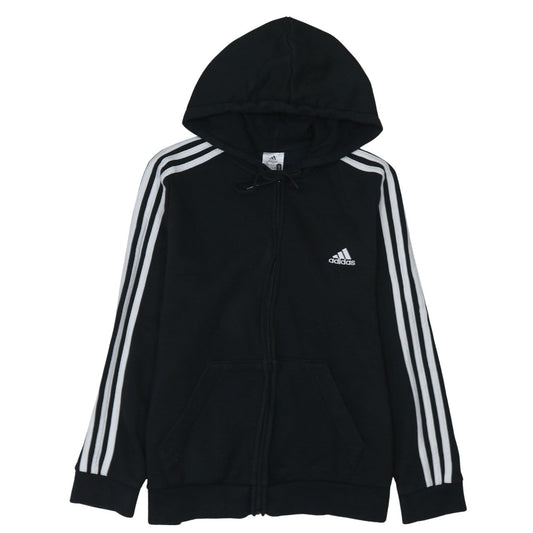 Adidas Women Black Full Zip Hoodie XL Fleece Lined Sportswear