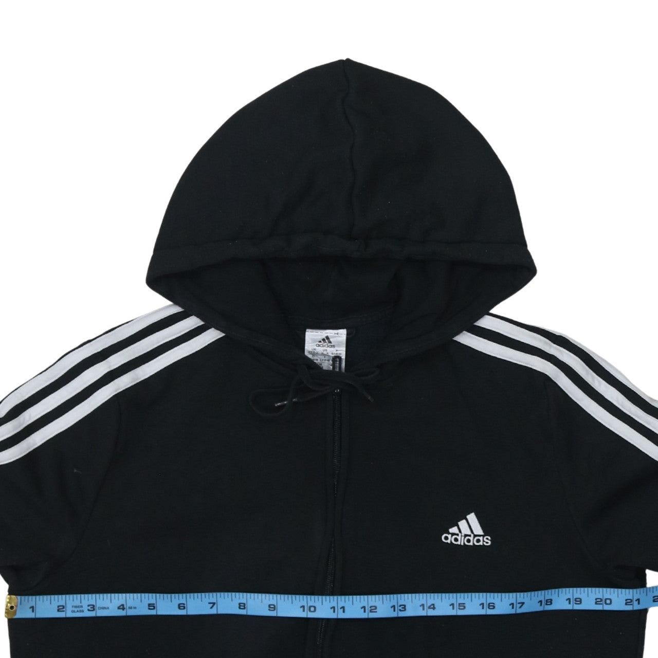 Adidas Women Black Full Zip Hoodie XL Fleece Lined Sportswear