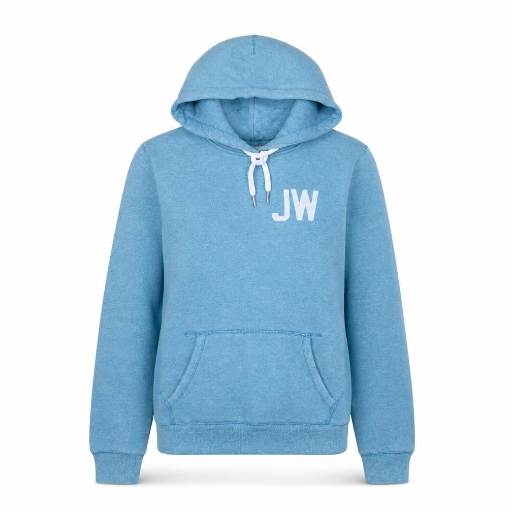 Front view of Jack Wills Women's Blue Pullover Hoodie UK 8 JW Logo Casual Sweatshirt