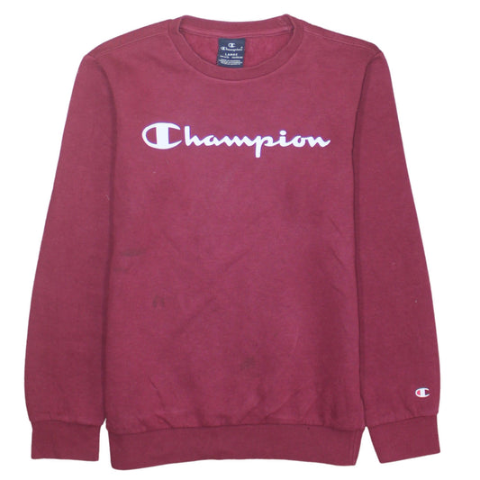 Champion Girls Red Pullover Sweatshirt Size L Logo Crew Neck Fleece