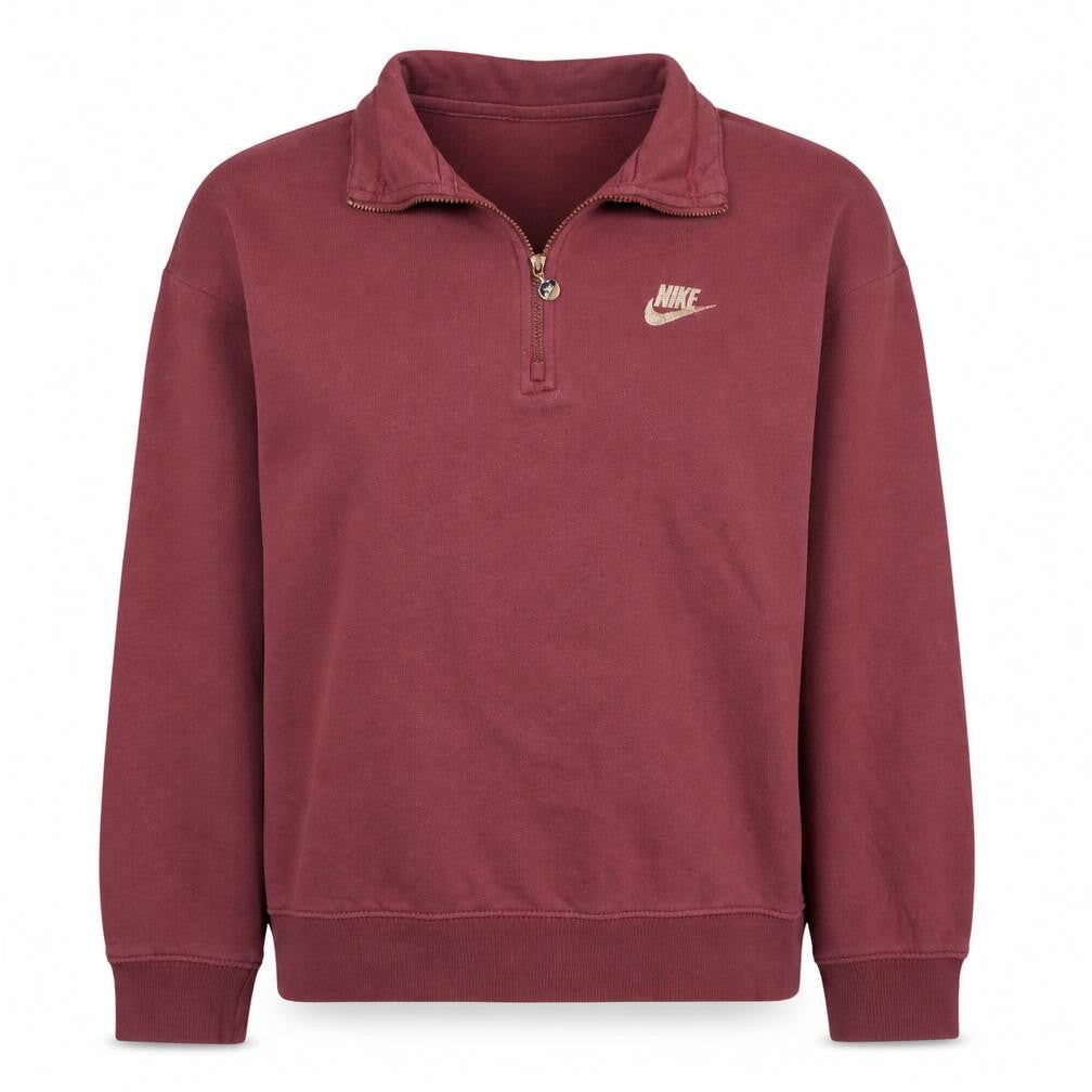 Front view of Nike Women's Pink 1/4 Zip Oversized Sweatshirt, size S