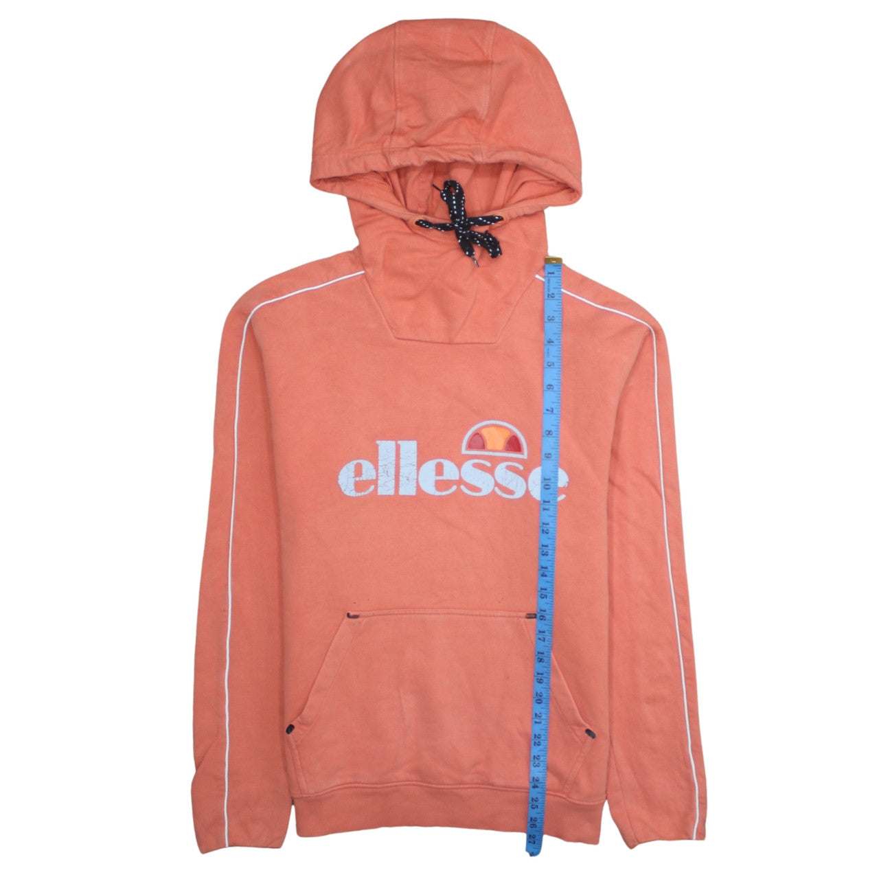 Ellesse Womens Orange Hooded Pullover Hoodie UK 12 Cotton Blend