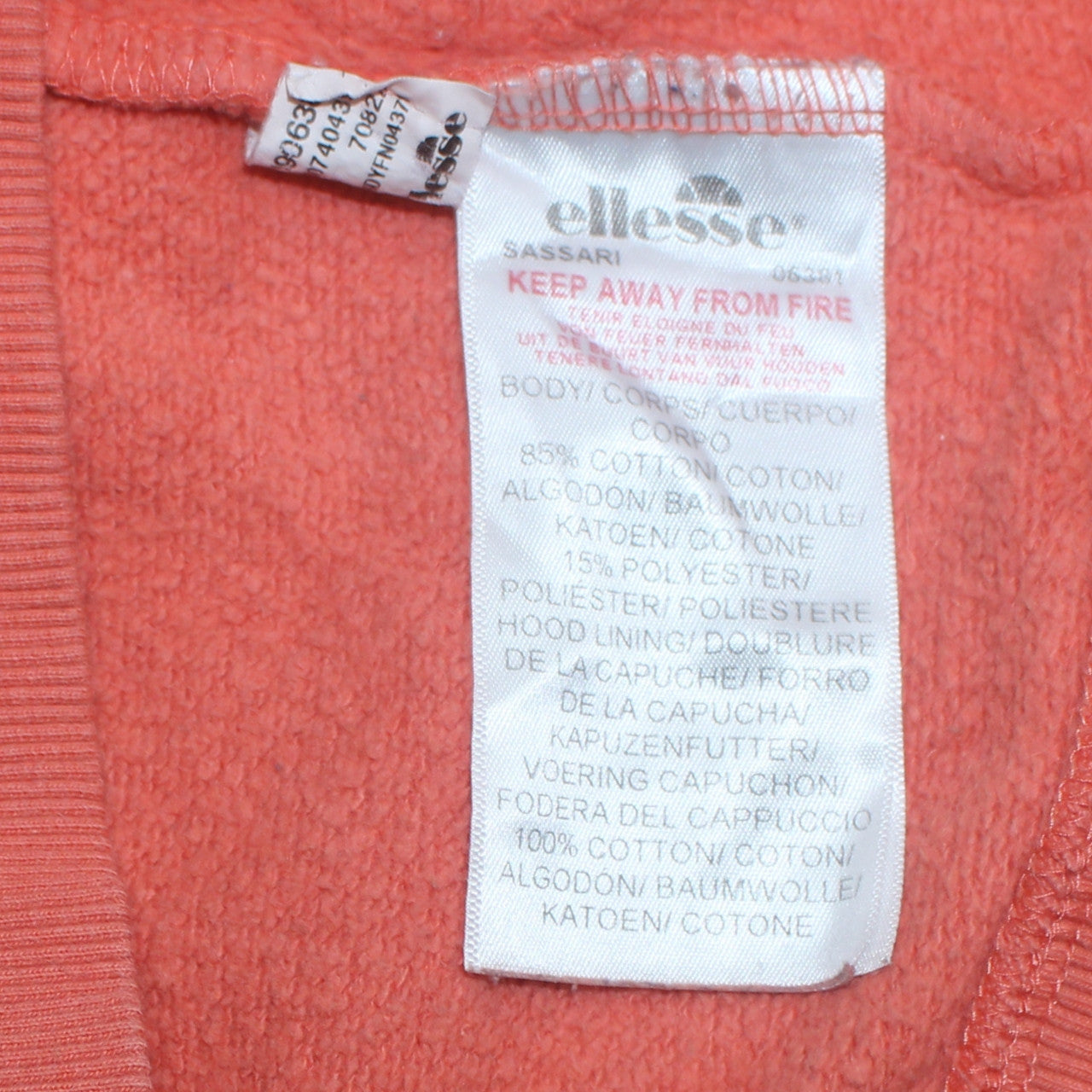 Ellesse Womens Orange Hooded Pullover Hoodie UK 12 Cotton Blend