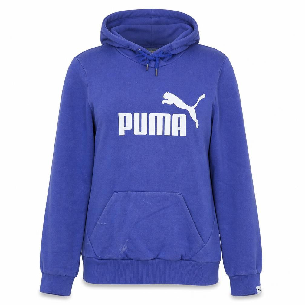 Puma Women Blue Hooded Pullover Hoodie Size 16 Logo Print