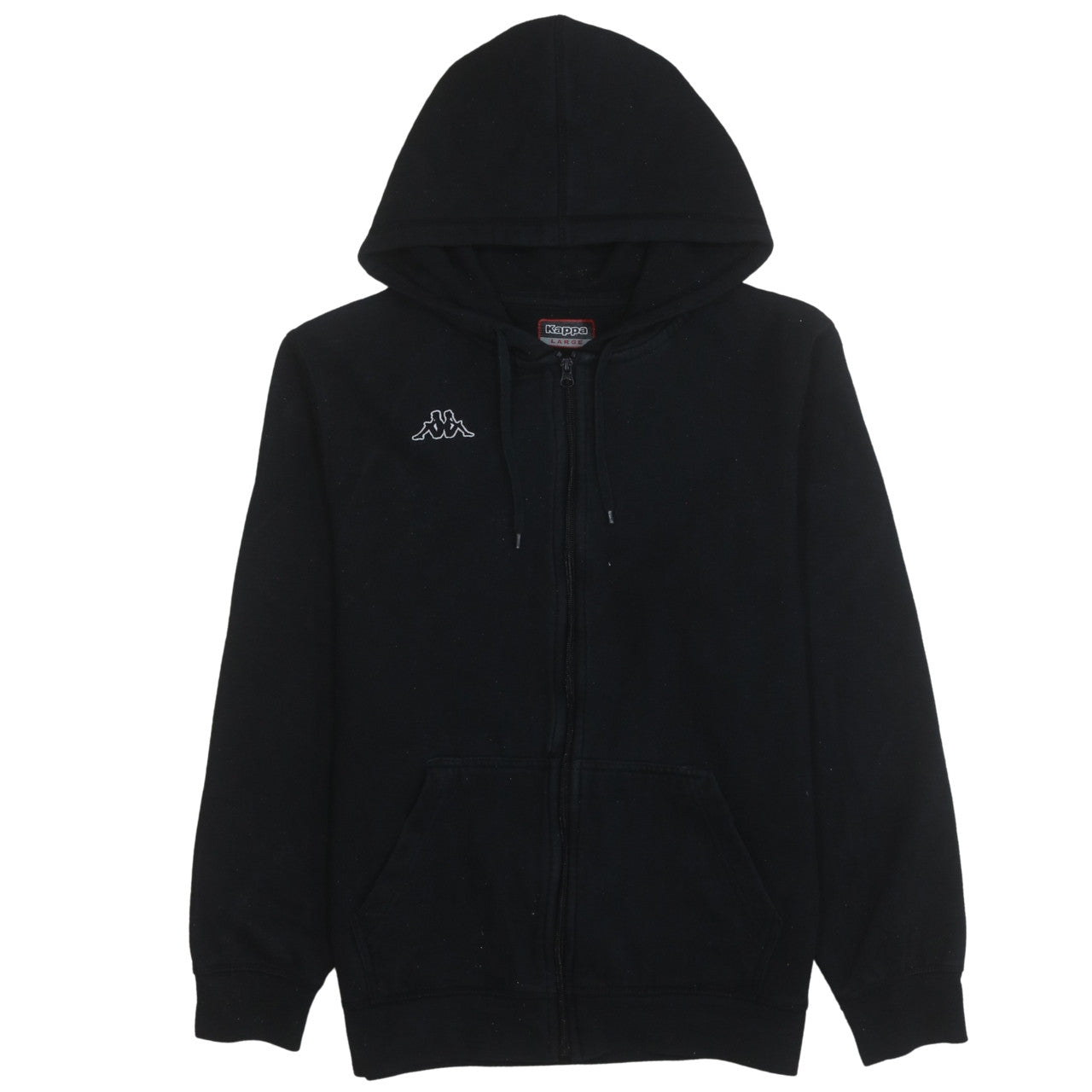 Kappa Men’s Black Full Zip Hoodie Size L Fleece Logo Hooded Sweatshirt