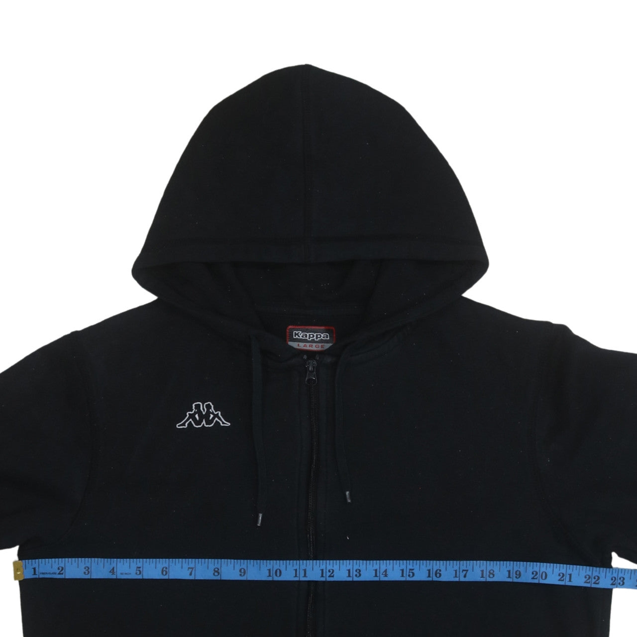 Kappa Men’s Black Full Zip Hoodie Size L Fleece Logo Hooded Sweatshirt