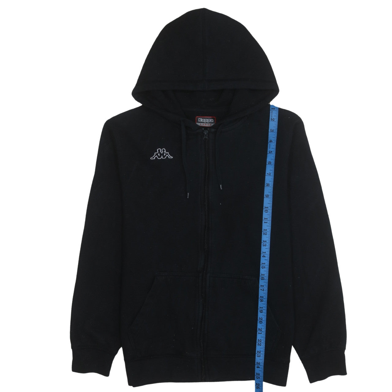 Kappa Men’s Black Full Zip Hoodie Size L Fleece Logo Hooded Sweatshirt