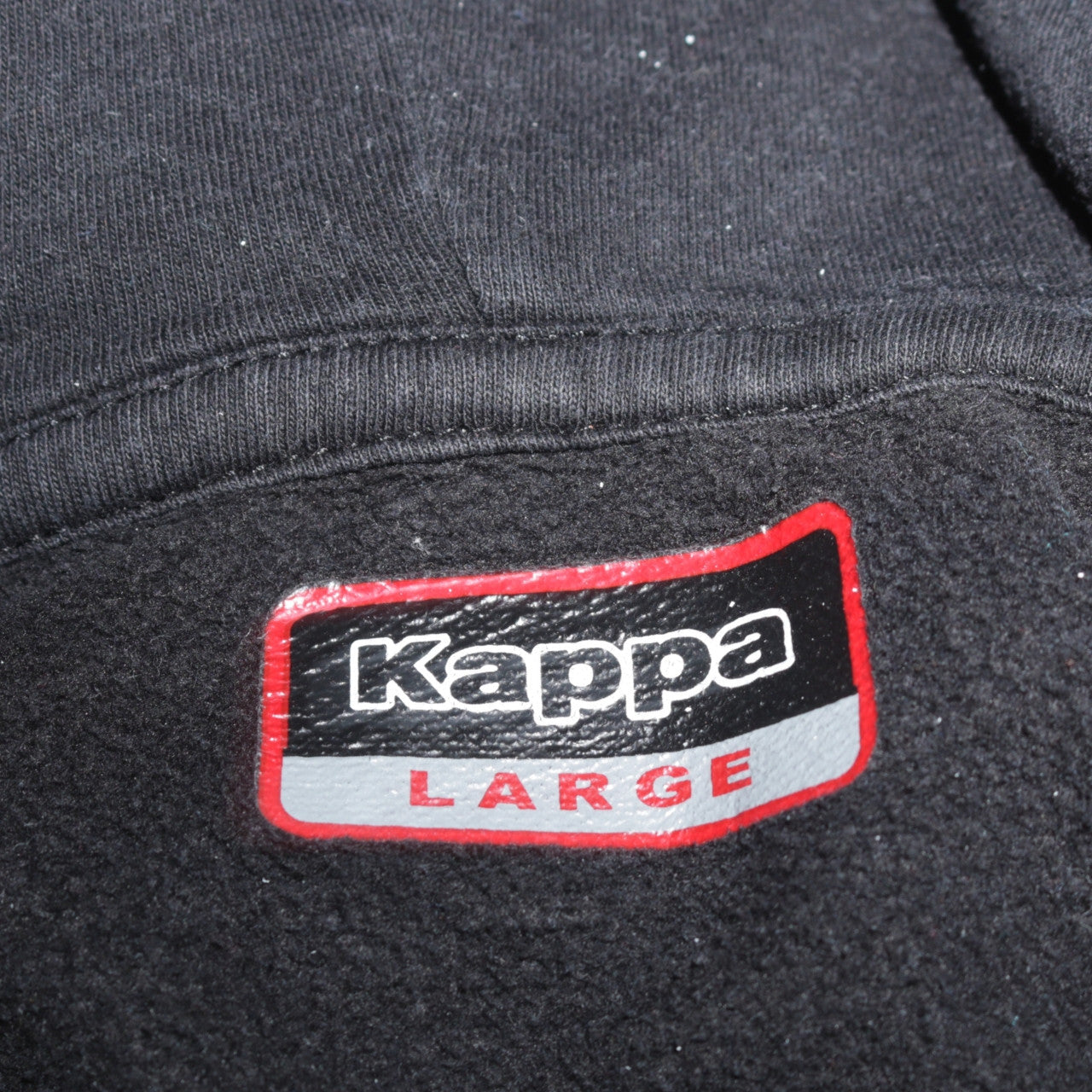 Kappa Men’s Black Full Zip Hoodie Size L Fleece Logo Hooded Sweatshirt