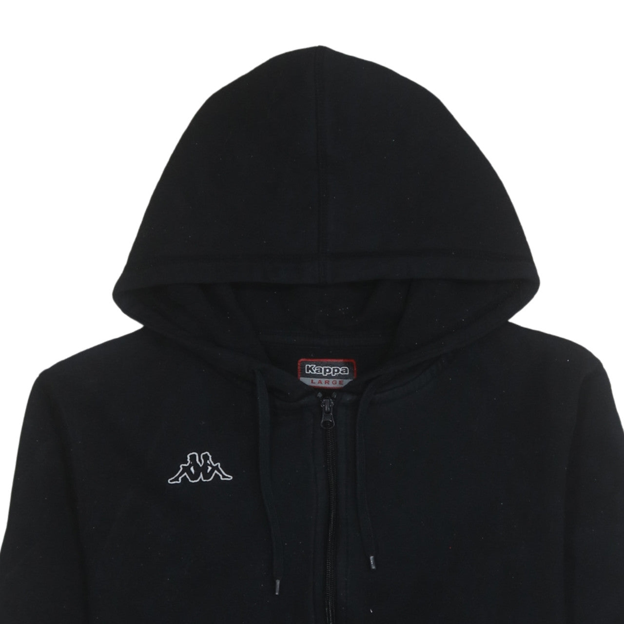 Kappa Men’s Black Full Zip Hoodie Size L Fleece Logo Hooded Sweatshirt