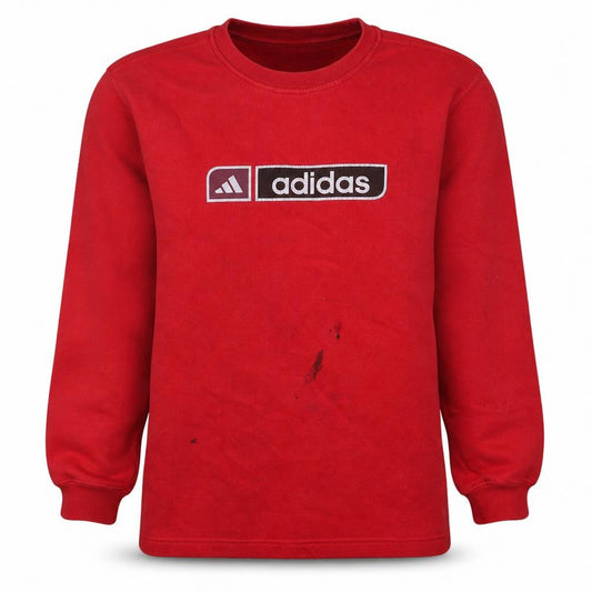 Adidas Boys Red Pullover Crew Neck Fleece Sweatshirt 14-15 Years