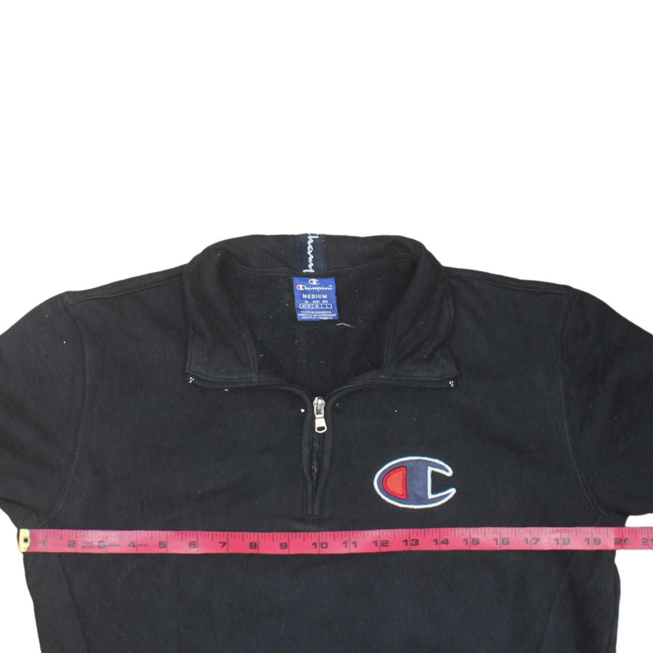 Champion Mens Black Medium 1/4 Zip Fleece Sweatshirt