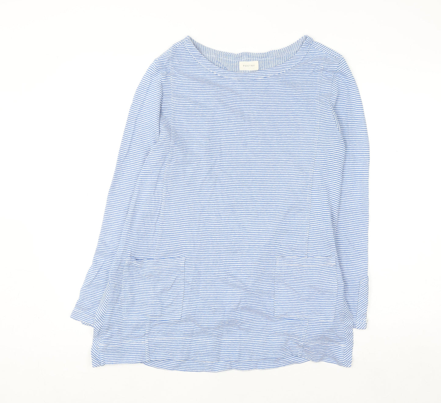 Poetry Womens Blue Striped Knit Tunic Jumper UK 10