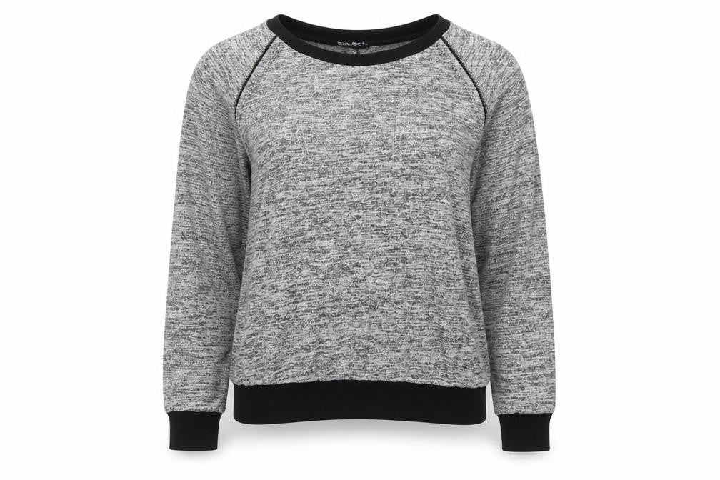 Front view of Select women’s grey knit zip detail raglan jumper, size M