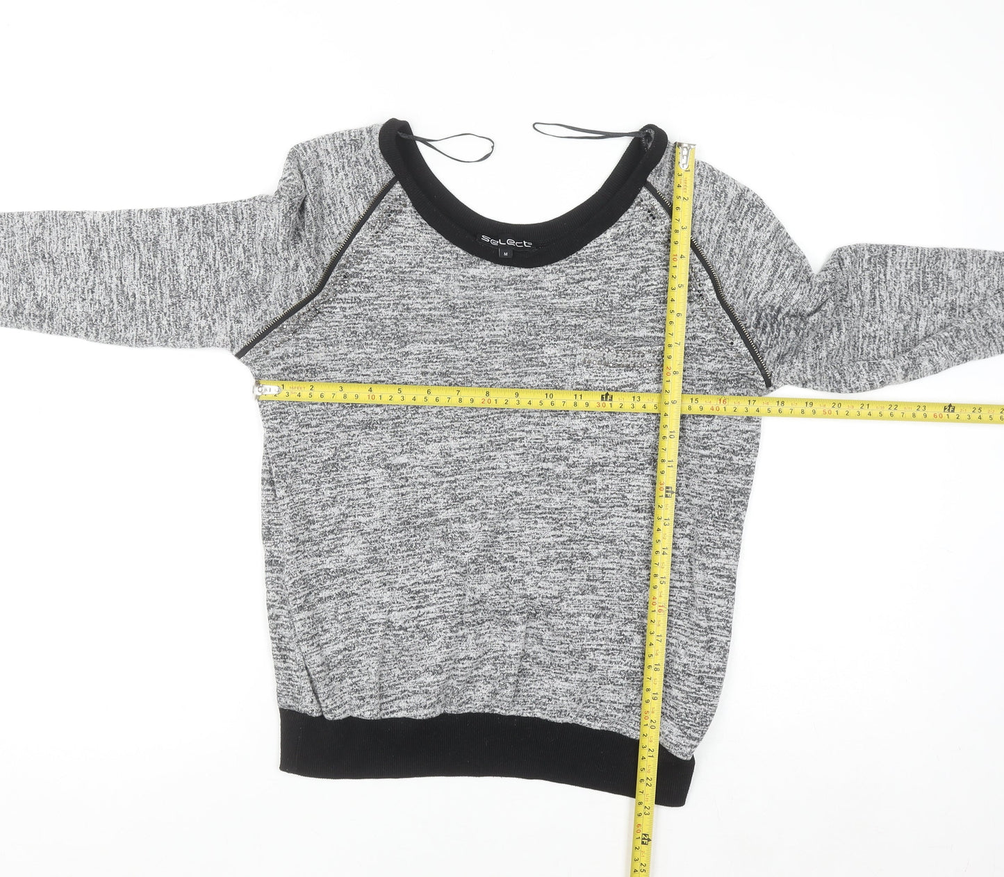 Select Womens Grey Knit Zip Detail Raglan Jumper Size M
