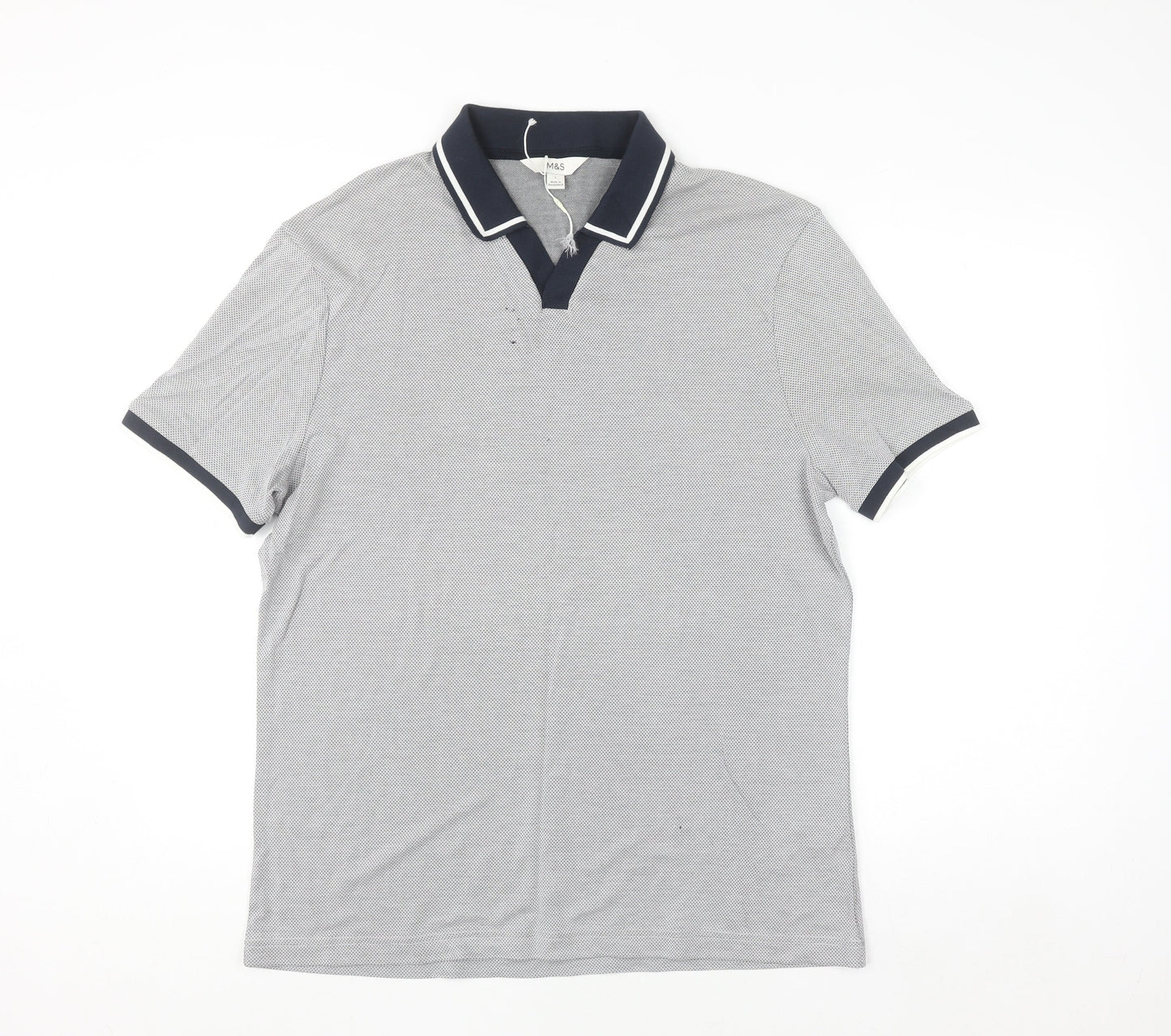 Marks and Spencer Men's Grey Short Sleeve Polo Shirt L Regular Fit