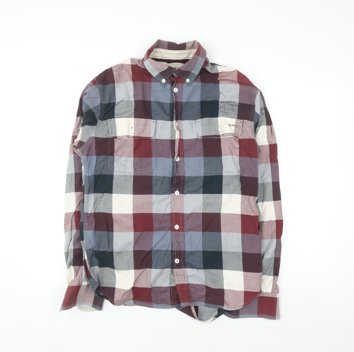 French Connection Men's Multicoloured Check Cotton Button-Up Shirt S