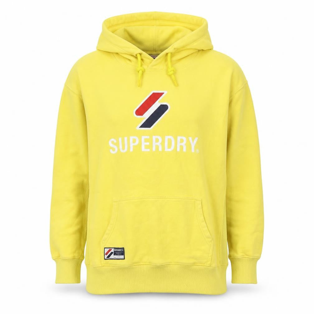 Superdry Womens Yellow Pullover Hoodie Size M Cotton Blend