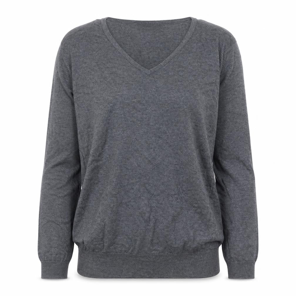 John Smedley Womens Grey V-Neck 100% Cotton Jumper M