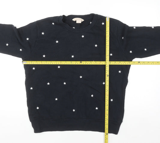 Mauvett Women Navy Blue Star Print Cotton Sweatshirt Size 12