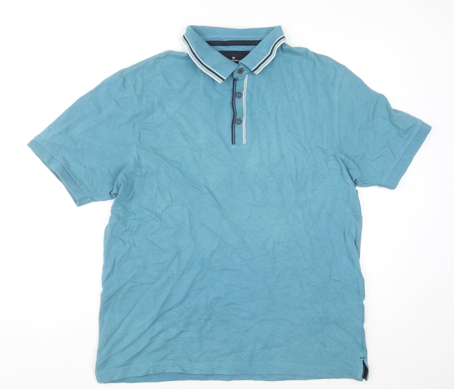 Marks and Spencer Blue Harbour Men's Blue L Regular Fit Polo Shirt
