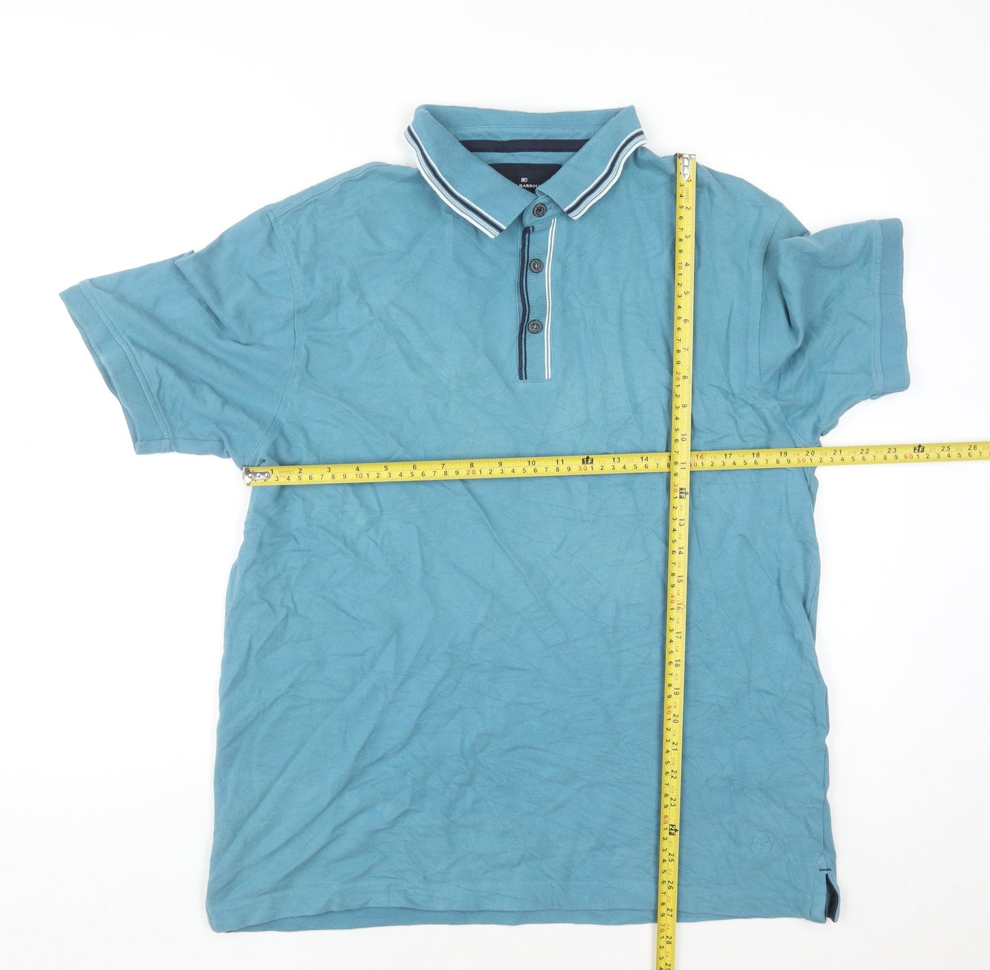 Marks and Spencer Blue Harbour Men's Blue L Regular Fit Polo Shirt