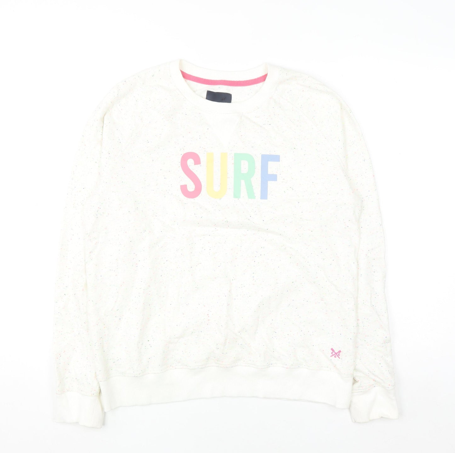 Crew Clothing Company Women White Speckled Surf Pullover Sweatshirt Size 14
