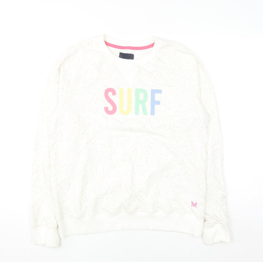 Crew Clothing Company Women White Speckled Surf Pullover Sweatshirt Size 14