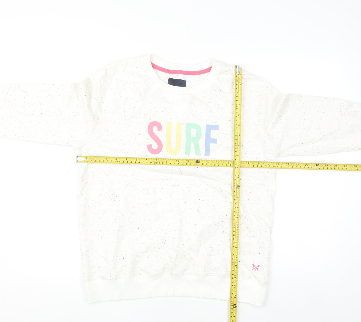 Crew Clothing Company Women White Speckled Surf Pullover Sweatshirt Size 14