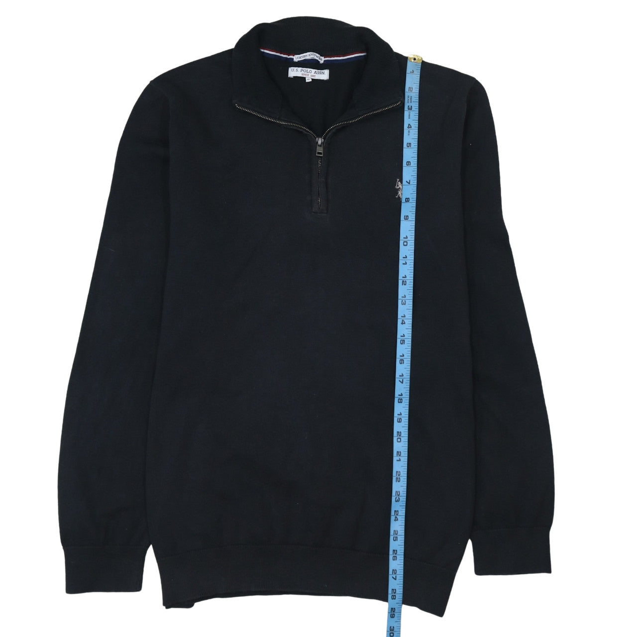 U.S. Polo Assn. Men's Black XL Mock Neck 1/4 Zip Knit Sweatshirt