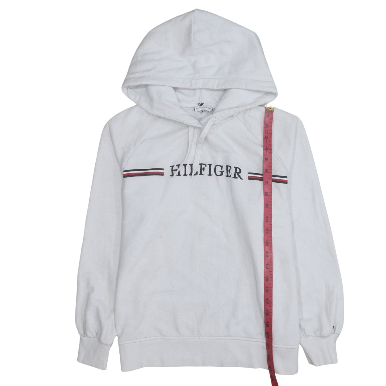 Tommy Hilfiger Men's White Pullover Hoodie M Classic Logo Cotton
