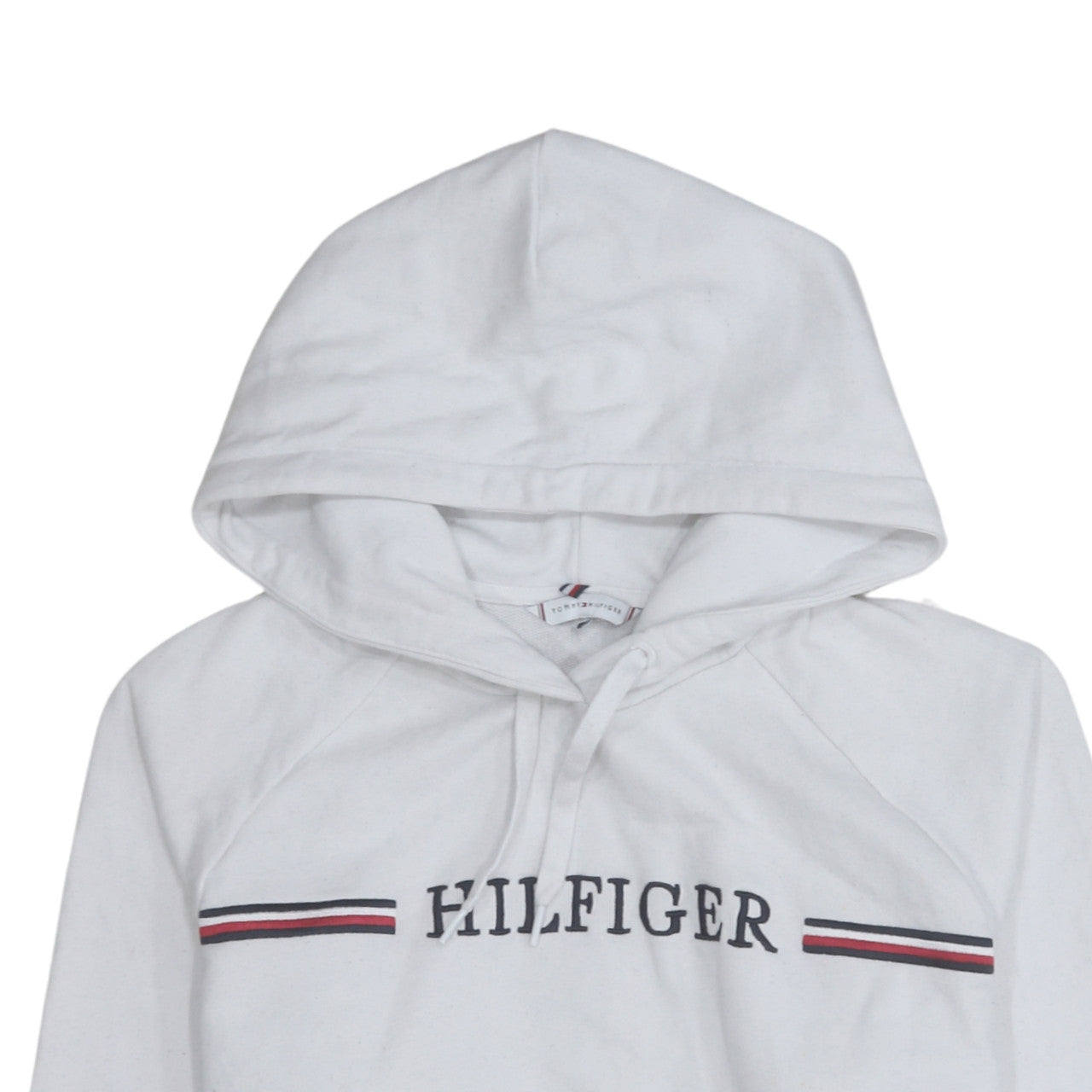 Tommy Hilfiger Men's White Pullover Hoodie M Classic Logo Cotton