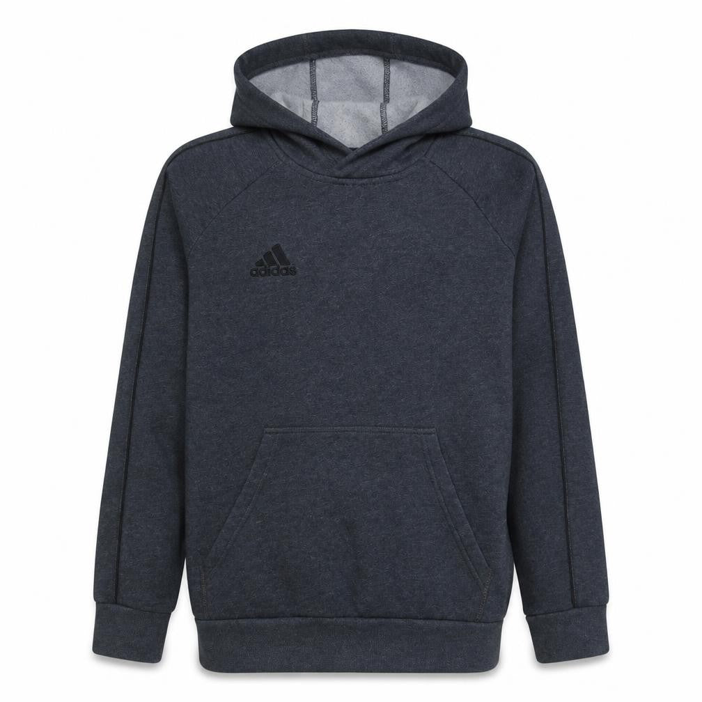 Front view of Adidas boys’ grey pullover hoodie lined fleece 13-14 years