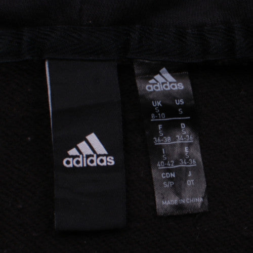 Adidas Womens Black Full Zip Hoodie Size S 8-10 Zip Pockets Hooded Sweatshirt