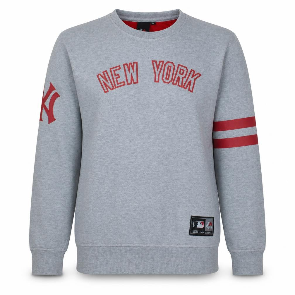 Front view of Majestic Athletic Men’s Grey New York Sweatshirt Large