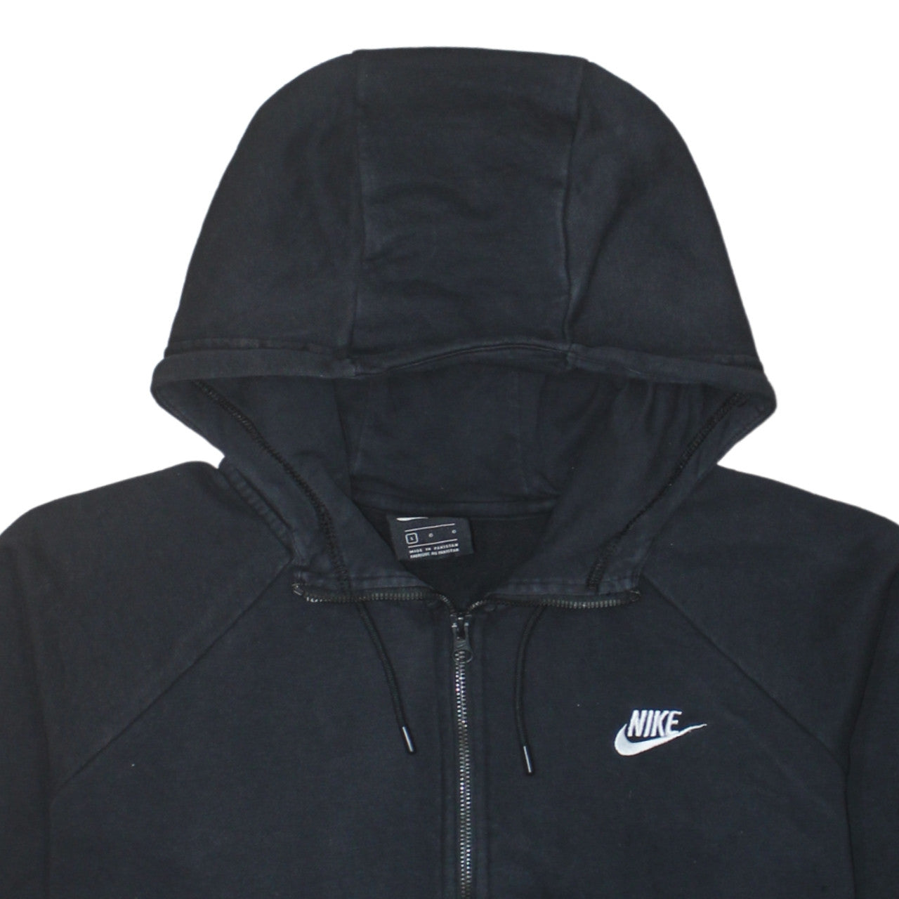 Nike Mens Black Full Zip Hoodie L Fleece Sweatshirt