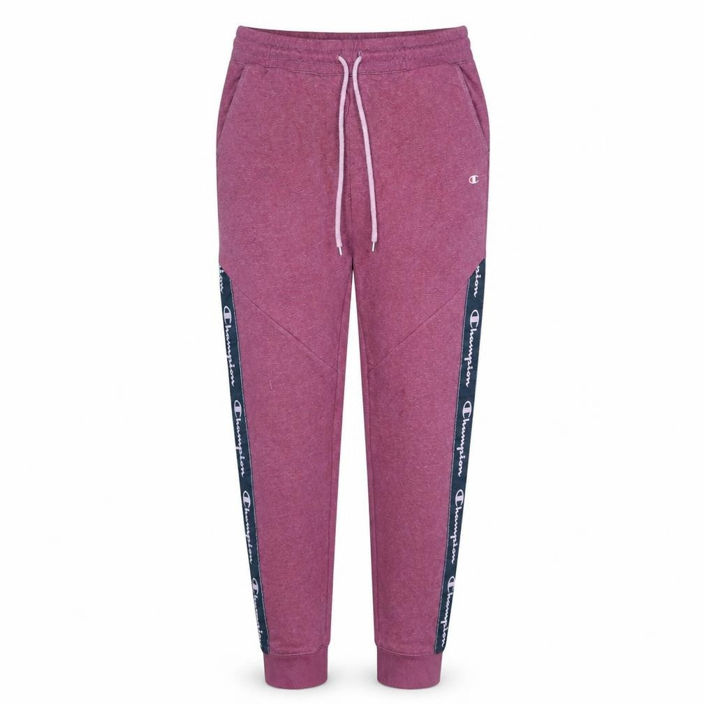 Front view of Champion Women’s Pink Jogger Sweatpants Small Drawstring Logo Stripe