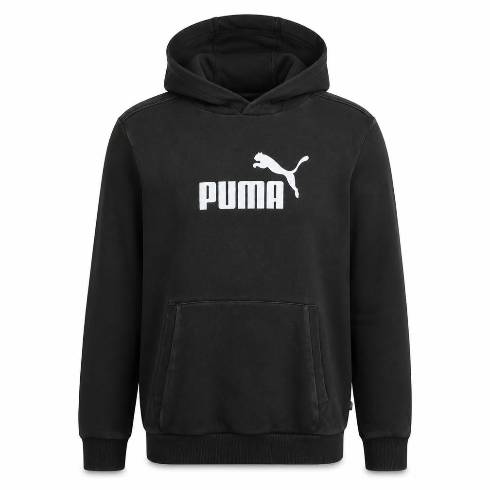 Front view of Puma boys’ black xl pullover hoodie sweatshirt with logo print
